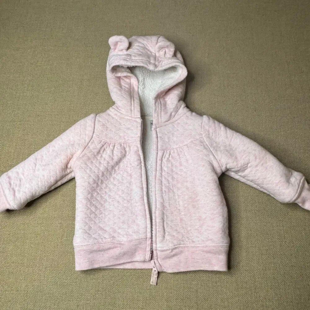 Simple Joys by Carter’s Baby Girl 6-9M Pink Bear Ear Sherpa Lined Hoodie